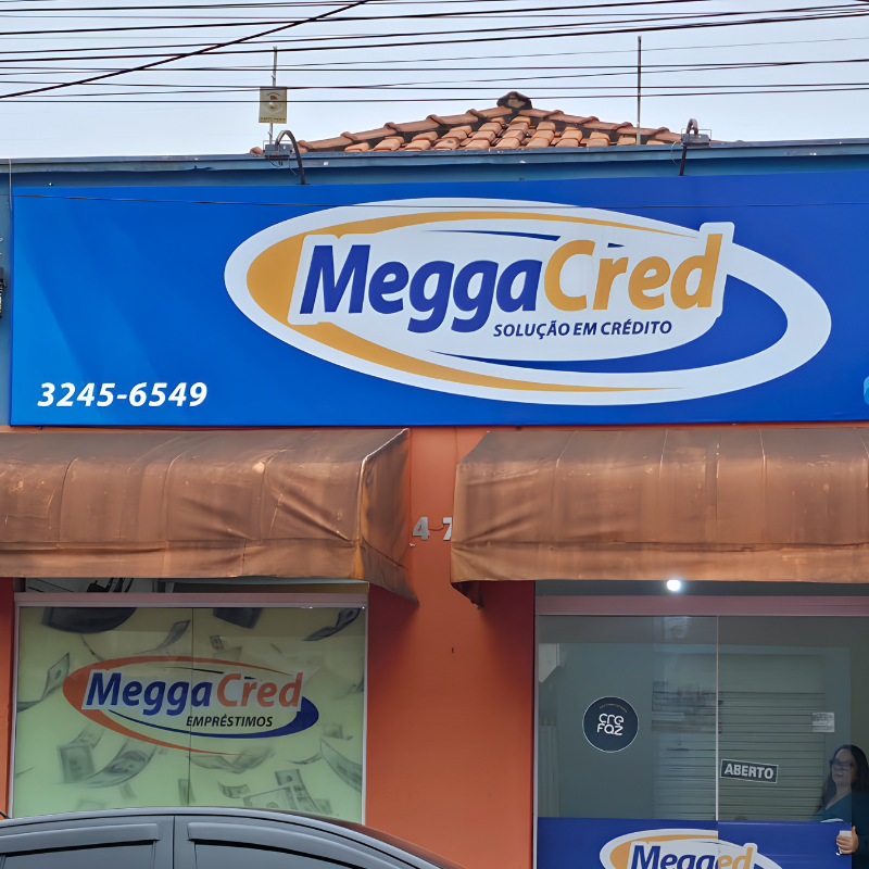 Fachada do escritório da MeggaCred em Bauru